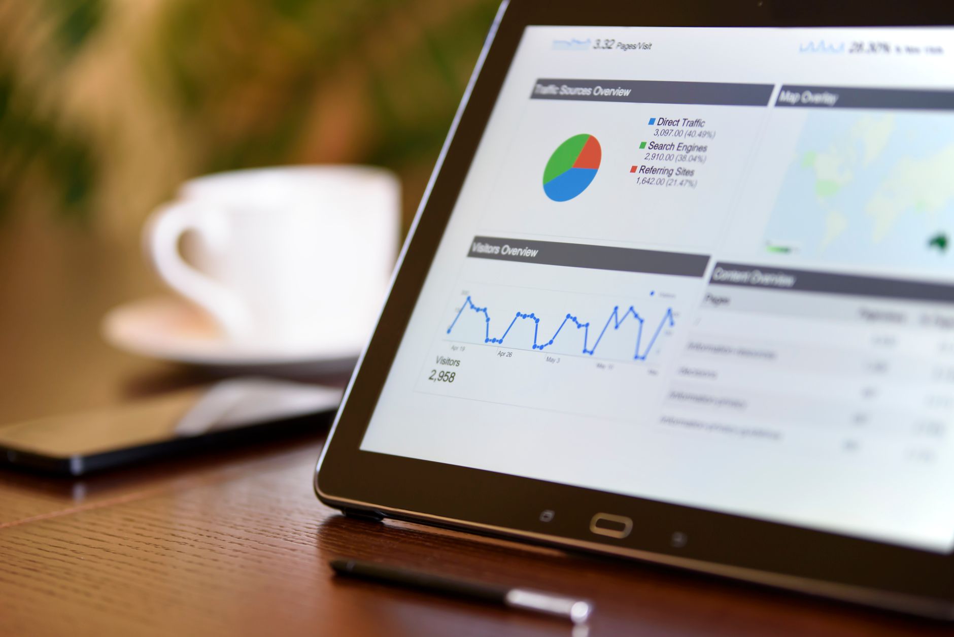 A tablet displaying analytics charts on a desk beside a smartphone, representing Instagram's Audience Connections creator dashboard
